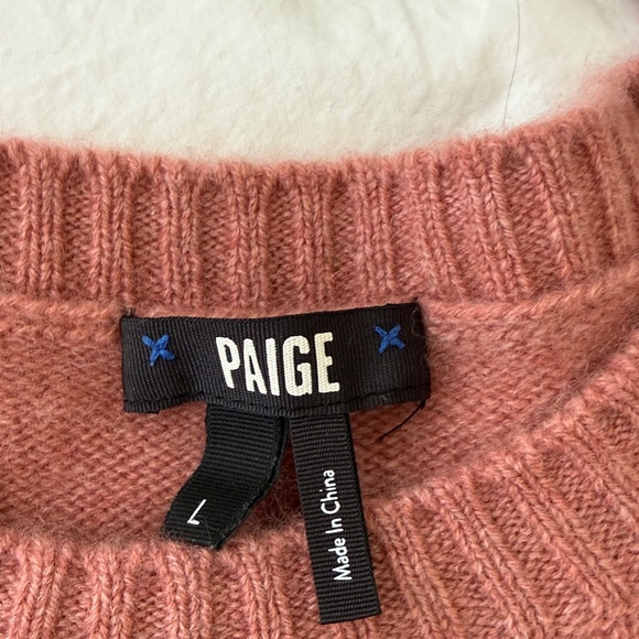 PAIGE Lucerne Cashmere Puff Sleeve Sweater, L , color rose EUC - Picture 5 of 12